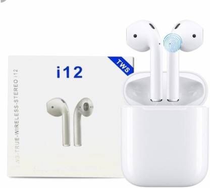 i12 Truly Wireless Bluetooth On Ear Earphone Bluetooth Headset  (White, True Wireless)