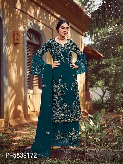 Classy Georgette Embroidered Straight Suit--
