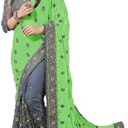 Pink and grey women saree