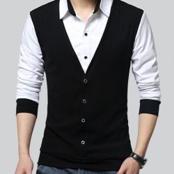 Solid Men Polo Neck Dark Blue T-Shirt