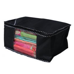 Sameer Enterprises 3 Saree Cover Maroon Solid Front Transparent Non-Woven Saree Cover Pack of 3 (Black) Clothes Covers 