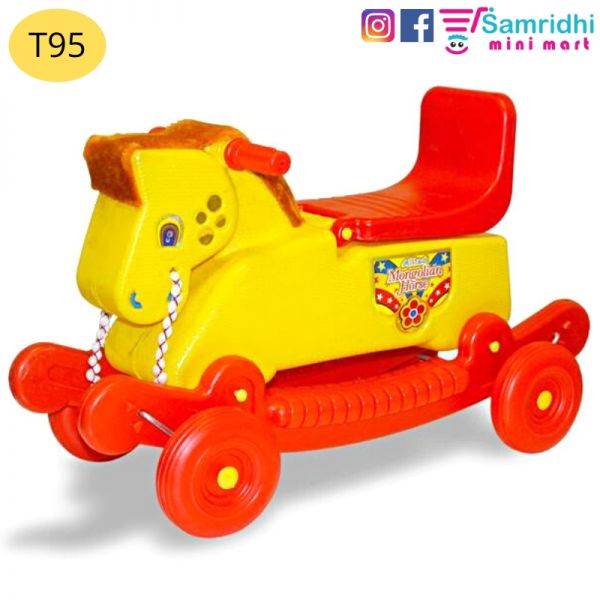 Twizzle Horse Toys for Kids 1-3yrs / 2 in 1 Baby Horse Rider with Rocker / Horse Rider for Kids (red mangolia)