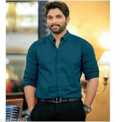  Urbane Latest Men Shirts Fabric: Cotton Blend Sleeve Length: Long Sleeves Pattern: Solid Net Quantity (N): 1 Sizes: M (Chest Size: 38 in, Length Size: 29 in)  L (Chest Size: 40 in, Length Size: 30 in)  XL (Chest Size: 42 in, Length Size: 30.5 in)