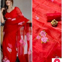 Red Organza saree