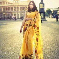 Yellow Organza Saree