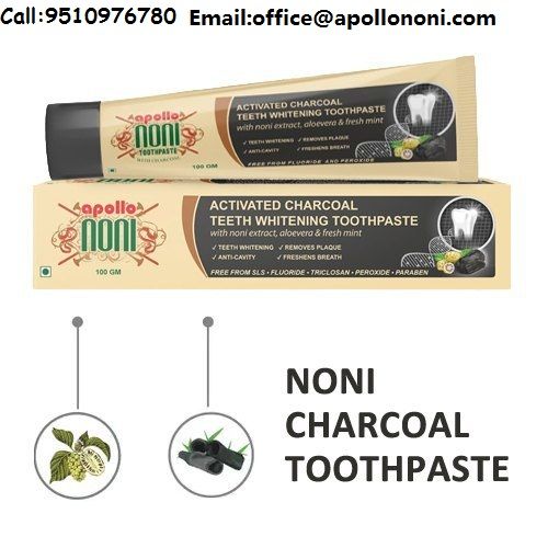 Apollo Noni Activated Charcoal Teeth Whitening With Noni Extract Aloevera & Fresh Mint Toothpaste