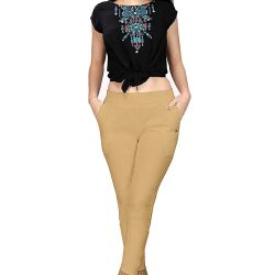 Comfort Wear Women Cotton Lycra Regular Fit Solid Lace Pants, Trousers, zalar Pants for Women, Girls (Pack of 1)baige