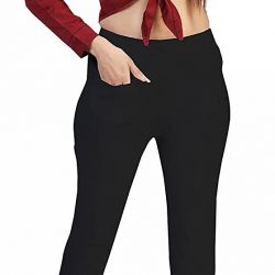 Comfort Wear Women's Regular fit Solid Kurti Pants with One Front Pocket (Pack of 1)black