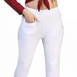 Comfort Wear Women's Regular fit Solid Kurti Pants with One Front Pocket (Pack of 1)white