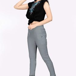 Comfort Wear Women Cotton Lycra Regular Fit Solid Lace Pants, Trousers, zalar Pants for Women, Girls (Pack of 1)L grey