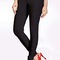 Comfort Wear Solid Regular Fit Chudidar Leggings for Girls & Women's | 4 Way Stretchable Leggings (Pack of 1)black