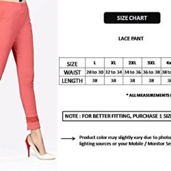 Comfort Wear Women Cotton Lycra Regular Fit Solid Lace Pants, Trousers, zalar Pants for Women, Girls (Pack of 1)rani