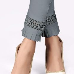 Comfort Wear Women Cotton Lycra Regular Fit Solid Lace Pants, Trousers, zalar Pants for Women, Girls (Pack of 1)L grey