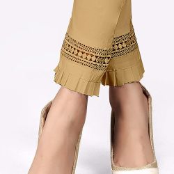 Comfort Wear Women Cotton Lycra Regular Fit Solid Lace Pants, Trousers, zalar Pants for Women, Girls (Pack of 1)baige