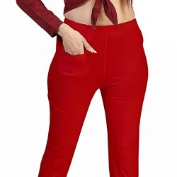 Comfort Wear Women's Regular fit Solid Kurti Pants with One Front Pocket (Pack of 1)red