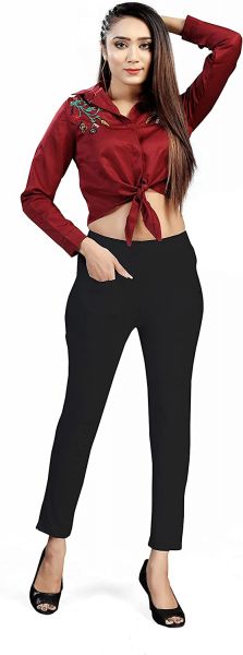 Comfort Wear Women's Regular fit Solid Kurti Pants with One Front Pocket (Pack of 1)black