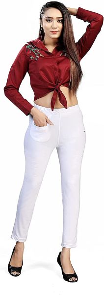 Comfort Wear Women's Regular fit Solid Kurti Pants with One Front Pocket (Pack of 1)white