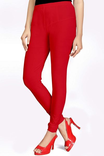 Comfort Wear Solid Regular Fit Chudidar Leggings for Girls & Women's | 4 Way Stretchable Leggings (Pack of 1)red