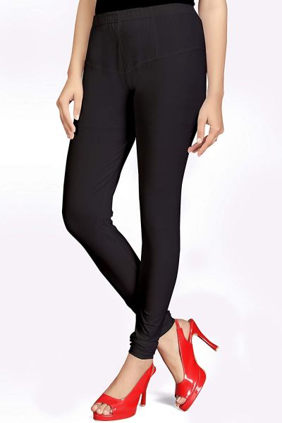 Comfort Wear Solid Regular Fit Chudidar Leggings for Girls & Women's | 4 Way Stretchable Leggings (Pack of 1)black