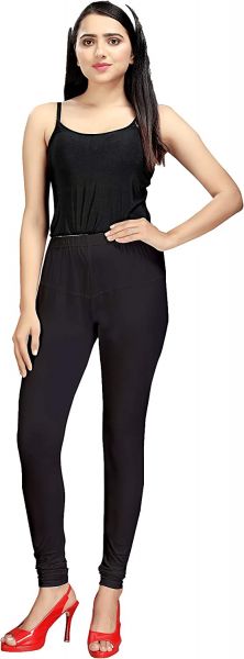 Comfort Wear Solid Regular Fit Chudidar Leggings for Girls & Women's | 4 Way Stretchable Leggings (Pack of 1)black