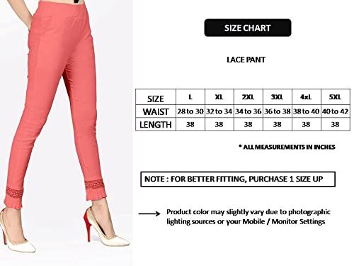 Comfort Wear Women Cotton Lycra Regular Fit Solid Lace Pants, Trousers, zalar Pants for Women, Girls (Pack of 1)red