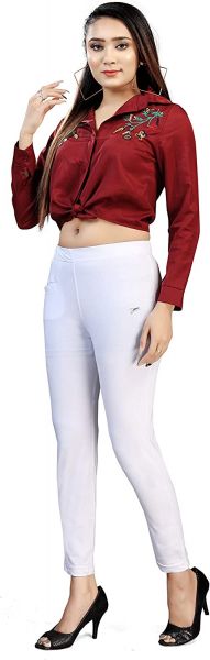 Comfort Wear Women's Regular fit Solid Kurti Pants with One Front Pocket (Pack of 1)white