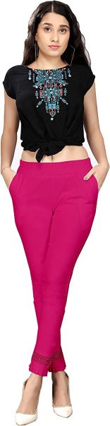 Comfort Wear Women Cotton Lycra Regular Fit Solid Lace Pants, Trousers, zalar Pants for Women, Girls (Pack of 1)rani