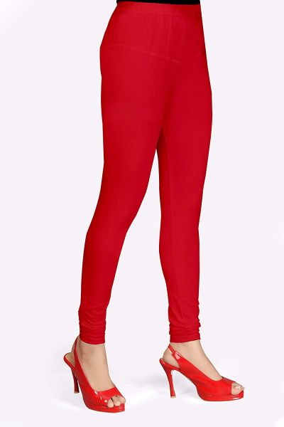 Comfort Wear Solid Regular Fit Chudidar Leggings for Girls & Women's | 4 Way Stretchable Leggings (Pack of 1)red