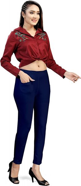 Comfort Wear Women's Regular fit Solid Kurti Pants with One Front Pocket (Pack of 1)navy