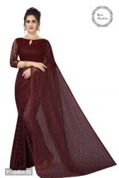 Stylish Women Net Saree with Blouse piece