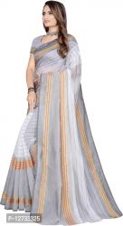 Stylish Fancy Cotton Silk Saree With Blouse Piece For Women Pack Of 1