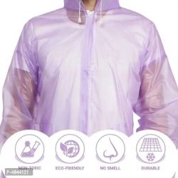 NHR Unisex Transparent PVC 100% Waterproof Raincoat, Rainwear for Men and Women- Free Size (Purple)