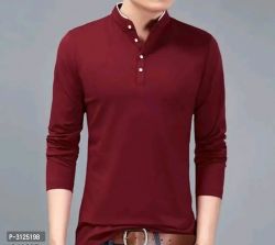 Mens Trendy Solid Cotton Mandarin t-shirt