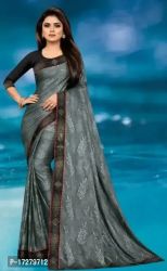 Beautiful Lycra Floral Saree with Separate Blouse Piece For Women