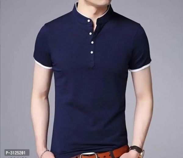 Mens Trendy Solid Cotton Mandarin tshirts