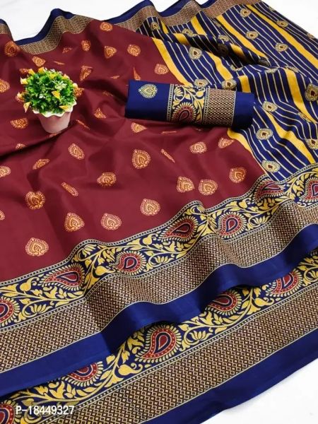 Soft Lichi Silk Printed Sarees with Blouse Piece