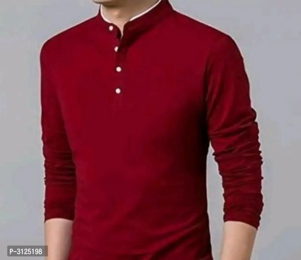 Mens Trendy Solid Cotton Mandarin t-shirt