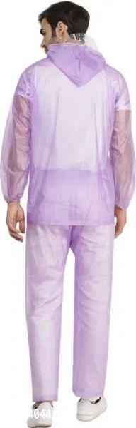 NHR Unisex Transparent PVC 100% Waterproof Raincoat, Rainwear for Men and Women- Free Size (Purple)
