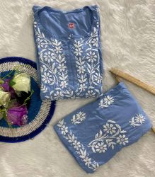 CHIKANKARI KURTI WITH PALAZZO SET