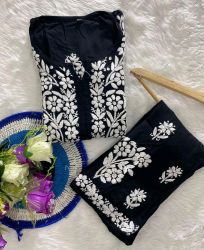 CHIKANKARI KURTI WITH PALAZZO SET