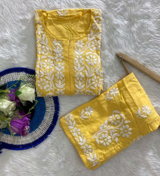 CHIKANKARI KURTI WITH PALAZZO SET