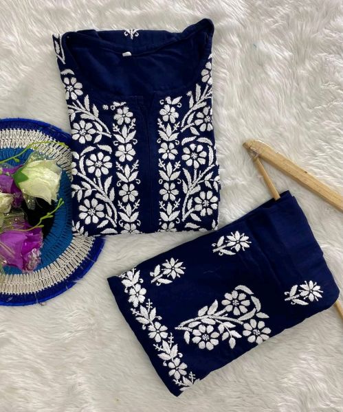 CHIKANKARI KURTI WITH PALAZZO SET