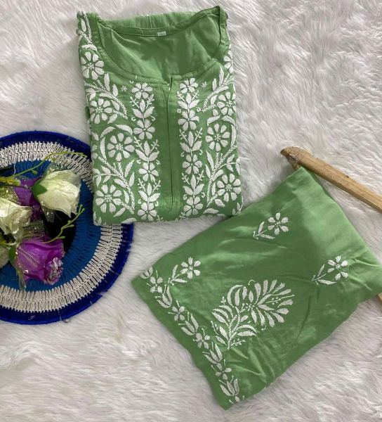 CHIKANKARI KURTI WITH PALAZZO SET