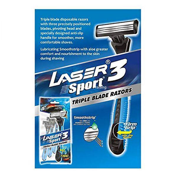 Laser Sport 3 Triple Blade Disposable Razor (Pack of 5)