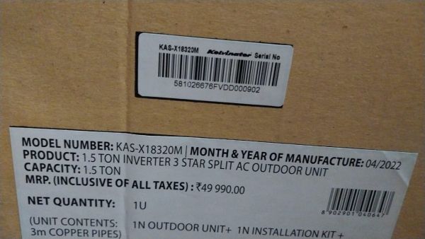 Kelvinator 1.5 ton 3 star inverter ac 2022 model 18320m
