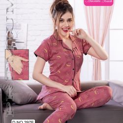 Front Open Night Suit Cotton Hosiery Primum Quality 