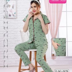 Front Open Night Suit Cotton Hosiery Primum Quality 