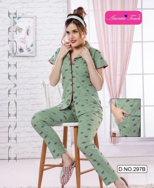 Front Open Night Suit Cotton Hosiery Primum Quality 