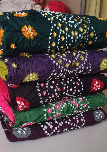 Export satin cotton Bandhani Dress material 