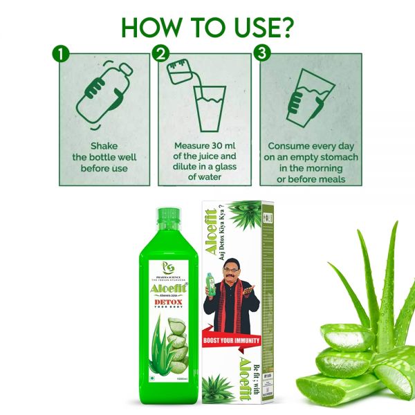 Pharma Science Aloe Vera Juice with Pulp Rejuvenates Skin and Hair Zero Added Sugar-1000 ml